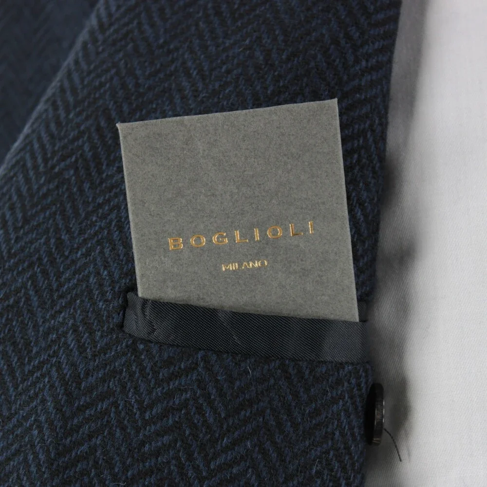 Boglioli NWT Sport Coat / K Jacket Size 56R (46R US) Blue Herringbone 100% Wool